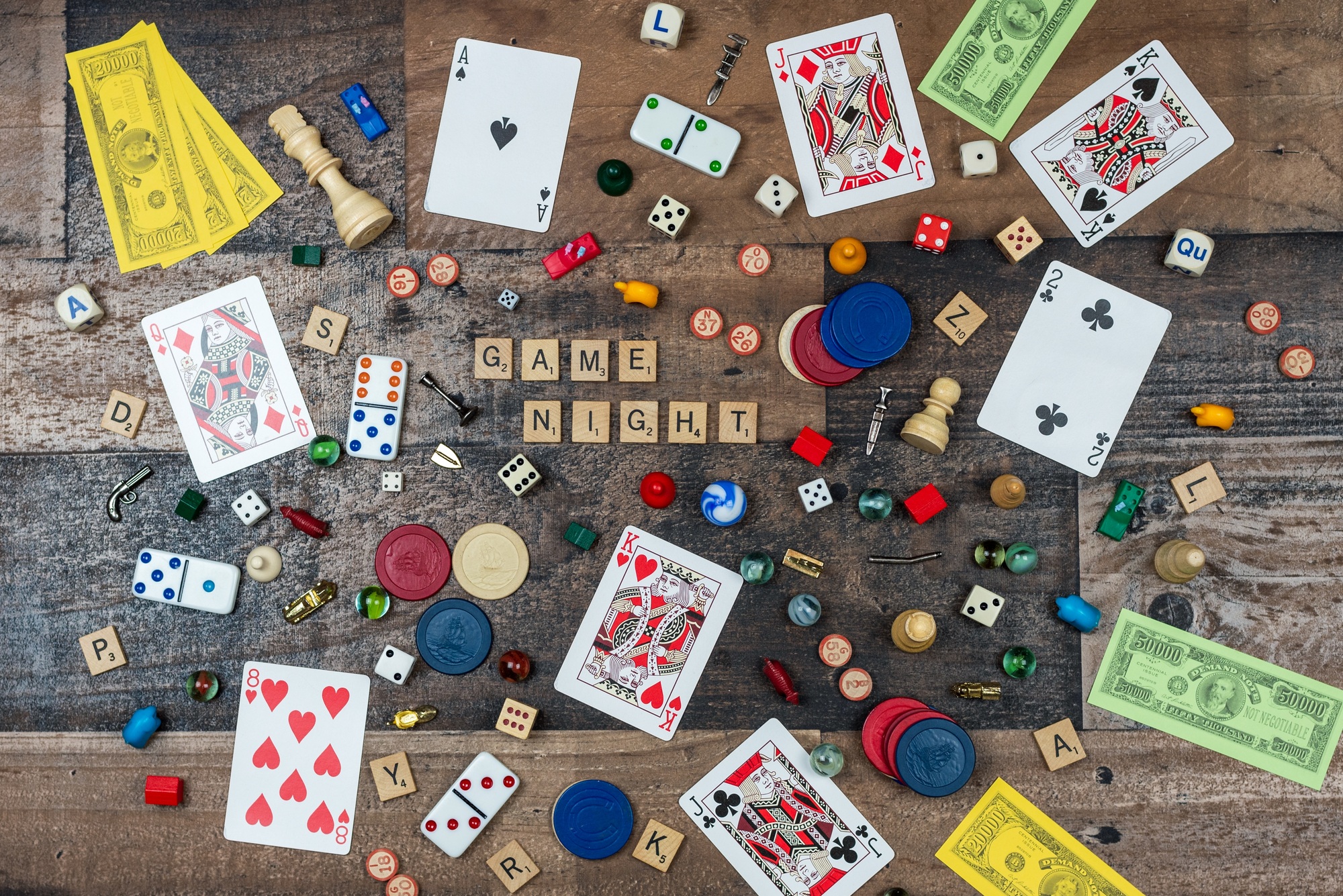 Classic board game pieces